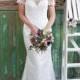 Illusion Neckline Short Sleeves Lace Mermaid Wedding Dress