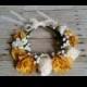 Fall Flower Crown * Mustard, Cream, and Baby's Breath Flower Crown for Toddlers, Girls, and Women