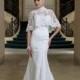 Two-piece Lace Slim A-line Formal Wedding Dress with Strapless V-neckline