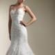 Spaghetti Straps Floral Sweetheart Mermaid Wedding Dress with Beaded Lace and Flowers