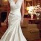 Alluring Tulle & Satin V-neck Natural Waistline Mermaid Wedding Dress