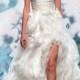 Luxury Floral White Silk Chiffon Embroidered Strapless Fall Wedding Dress