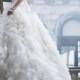 Organza and Georgette Double Ruffle Skirt Bridal Ball Gown Sweetheart Wedding Dress