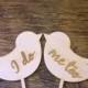 Wedding Cake Topper Sign Love Birds Engraved Wood Signs "I Do Me Too" Photo Props Mr and Mrs