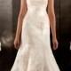 A-line Lace Embroidered Wedding Dress with Detachable Asymmetrical Lace Shoulder Strap