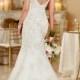 Fit and Flare Sweetheart Lace Appliques Wedding Dresses with Deep V-back - GownsBoutique.com