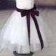 Lace Flower Girl Dress,Flower Girls Dresses with Eggplant Sash and Bow