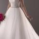 Cap Sleeves Sheer Neckline Sequin Ball Gown Wedding Dress with Beaded Belt