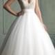 Deep V-neck and V-back Beaded Bodice Ball Gown Wedding Dress