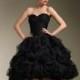 Black Strapless Knee Length Sweetheart Wedding Dress with Tulle Pick Up Skirt