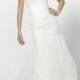 Ivory Sequined Lace Strapless Fit and Flare Trend Wedding Dress with Sweetheart Neck