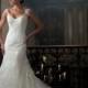 A-line Cap Sleeves V-neck Wedding Dress with Deep Scoop Back