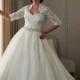 Alluring Organza & Tulle & Satin Queen Anne Neckline Natural Waistline Ball Gown Plus Size Wedding Dress