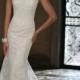 Sleeveless Fit and Flare V-neck Wedding Dress with Illusion Lace Back