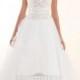 Strapless A-line Wedding Dress with Rosette Swirled Embellishment Bodice