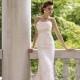 Strapless Lace Chiffon Slim A-line Bridal Gown with Lace Bodice and Empire Sash
