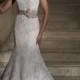 Strapless Mermaid Scalloped Back Lace Appliques Wedding Dress