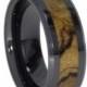 Black Ceramic Ring, Sindora Wood Band, Ring Armor Included