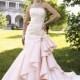 Strapless Modified Mermaid Wedding Dress with Scalloped Neckline and Multi-tiered Skirt