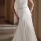 Strapless Satin Faced Chiffon Soft A-line Wedding Dress with Asymmetrically Finely Ruched Bodice