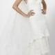 Lace Tiered Sleeveless V-neck A-line Wedding Dress
