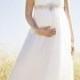 Ruffles Chiffon Strapless Scoop Empire A-line Long Maternity Wedding Dress