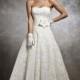 Strapless Lace Sweetheart Tea Length Wedding Dress with Flower Sash