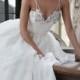 Crystal Georgette Ballet Bodice Bridal Ball Gown Wedding Dress with Spaghetti Strap