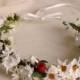 Winter Wedding hair wreath Bridal halo white red floral circlet Silk Daisies Flower Crown Hair accessories headpiece garland