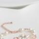 Rose Gold Bridal Bracelet Pearl Rhinestone Wedding Bracelet Vintage Style Filigree Pink Gold Bracelet PARIS