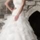 Amazing Organza & Satin A-line Drop Waist Strapless Chapel Train Wedding Dress