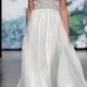 Elegant White Chiffon Halter Neck Natural Waist Wedding Dress with Crystal Straps