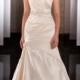 Straps V-neckline Ruched Wedding Dress with Dropped Waist and Plunging Backline