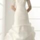 Ruffles Off-the-Shoulder A-line Organza Elegant Wedding Dress with lace Sleeves