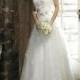 Tulle Sweetheart A-Line Bow Back Elegant Wedding Dress with Chapel Train