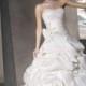Crystal Beading and Flowers - Taffeta Strapless Ball Gown Wedding Dress