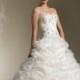 Full Organza Ruffle Skirt Wedding Dress with Strapless Sweetheart Beaded Lace Bodice