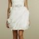 Chic Organza Wave Short Wedding Dress with Pleated Bodice and Strapless Sweetheart Neckline