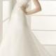 Organza V-neck Strapless A-line Bow Back Elegant Wedding Dress