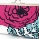 SALE: Clutch purse, pink rose, flower bag, ROSA