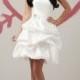 Short Taffeta Strapless Summer Funky Wedding Dress with Short Pick Up Skirt