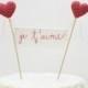 Je T'aime Wedding Cake Topper, French Cake Banner, Coral Wedding Topper