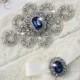 ZANNA - Sapphire Blue Wedding Garter Set, Ivory Lace Garter, Rhinestone Crystal Bridal Garters, Something Blue