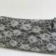 Black Wedding Clutch, Light Gray Lace on Black Purse, Lady's Black Evening Clutch, Unique Gift for Woman