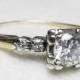 Antique Engagement Ring .61 Ct tdw 1920s Platinum Prongs 14K Old European Cut Diamond Engagement Ring Diamond Ring 1920s OEC