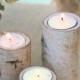 50 Centerpiece Birch Bark Log Candle Holders Rustic Chic (item M10564)