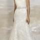 Stunning Strapless Mermaid Pleated Bodice Lace Appliques Skirt Wedding Dresses