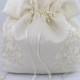 Satin Bridal Wedding Small Money Bag (#E1D4DBiv) with Pearl-Embellished Floral Lace for Dollar Dance, Bridal Purse & Other Special Occasions