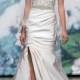 Luxury Silk White Trumpet Fall Wedding Dress with Wide Shoulder Straps