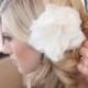 Bridal Peony Flower Ivory Silk Chiffon, Hair Piece, Sash, Brooch, Embellishment